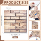 12PCS 3D Wall Panels Peel and Stick Foam Faux Brick Wall Panels, Self-Adhesive - Image 2