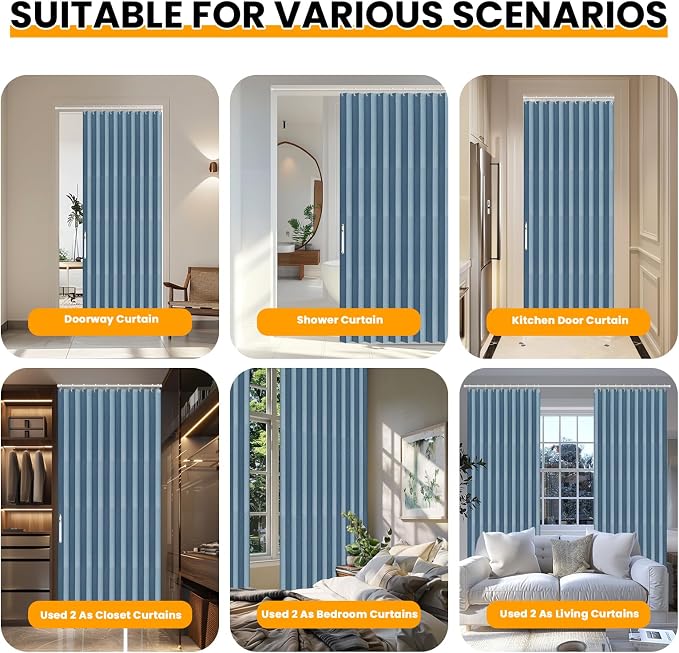 AJAZZ 100% Blackout Accordion Door Closet Door Curtain Invisible Applicable - Image 5