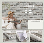 Guvana 17.3"×118" Brick Peel and Stick Wallpaper Brick Wallpaper Grey Brown 3D - Image 5