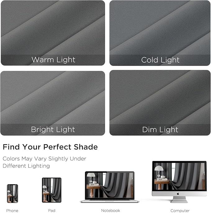 CUCRAF Light Grey Blackout Curtains 96 inch Length 2 Panels Set, Rod Pocket - Image 4