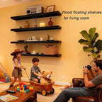 ROGMARS Black Floating Shelves for Wall 36 inch, Rustic Solid Wood Farmhouse - Image 2