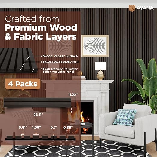 Avana Acoustic Wood Wall Panels – 93.2x11.25 Inch Panels – Fits 94x12 Layout – - Image 4