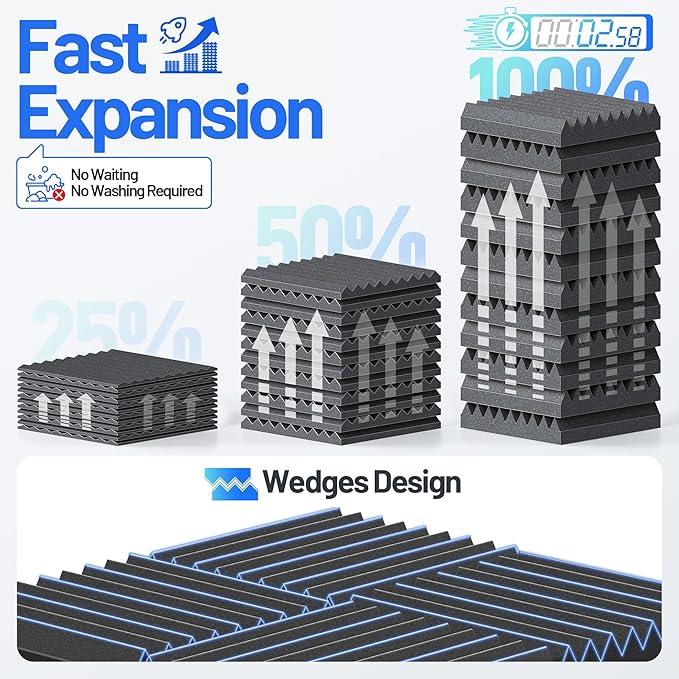 9 Pack Sound Proof Foam Panels for Walls 2”x12”x12” Self-Adhesive Acoustic Wall - Image 4
