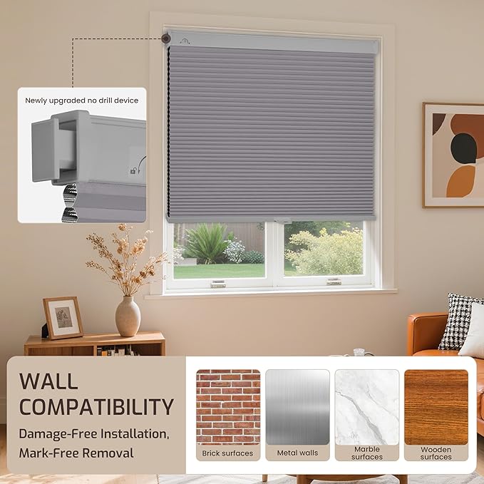 Grandekor No Drill No Tools Cordless Cellular Shades, UV Protection Privacy No - Image 8