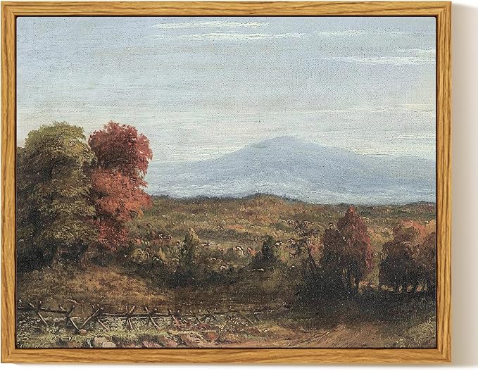 InSimSea Framed Canvas Wall Art, Vintage Fall Landscape Painting, Rustic Nature by InSimSeaArt