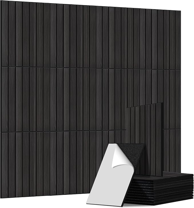 PVC Acoustic Wood Wall Panels, 12 Pack 11.8 x 15.7 x 0.35 Inch Sound Proofing by AUTORIFIC