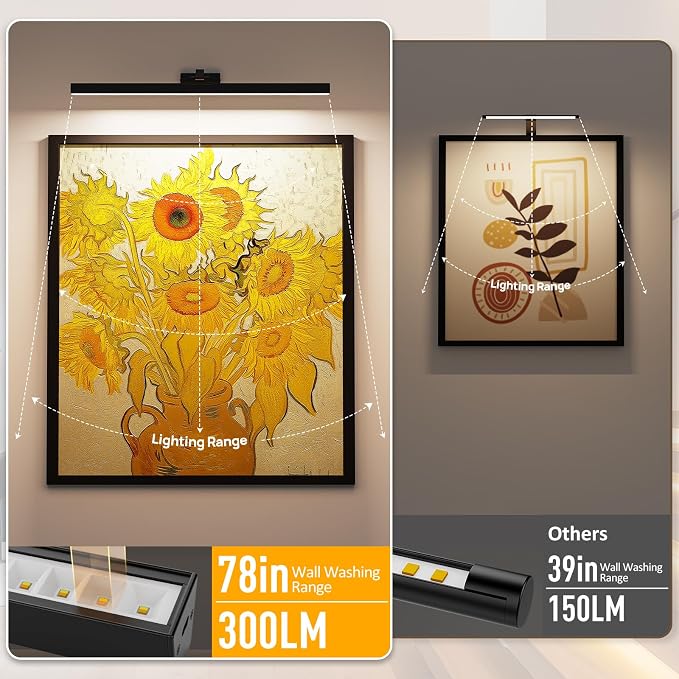Afyuol Picture Lights for Wall, Battery Operated Picture Light 24in Gallery - Image 4