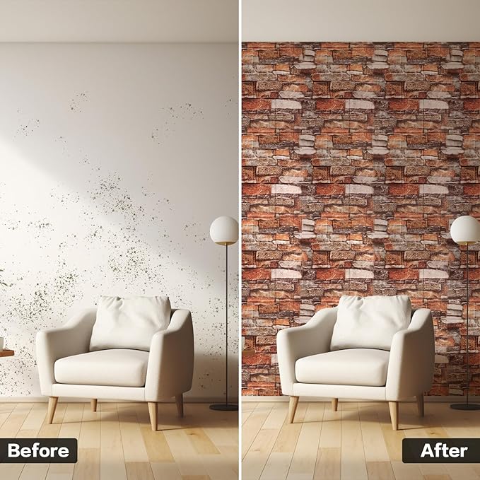 10PCS 3D Wall Panels Peel and Stick Foam, Self-Adhesive Decorative 3D Brick - Image 5