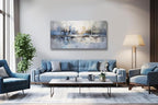 VHMING Abstract Wall Art Wall Decor Blue and Gray White Modern Canvas Wall - Image 2