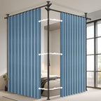 100% Blackout Room Divider Curtains Sets Blue 2 Panels W100 x L84in No Drill by AJAZZ