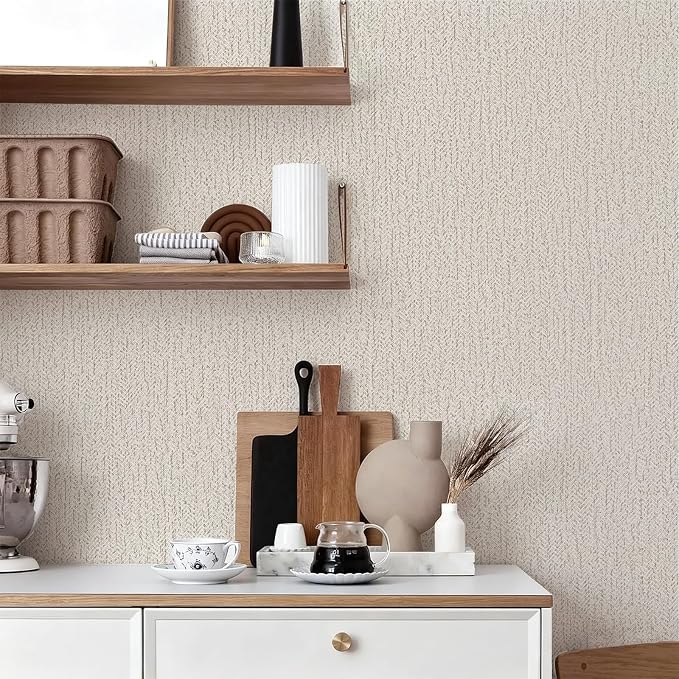 Peel and Stick Wallpaper Removable Wall Paper Textured Contact Paper Gray - Image 4