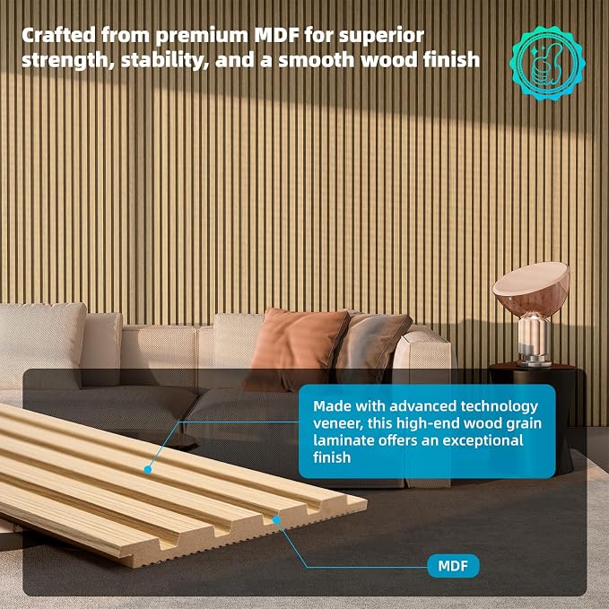 Art3d 6-Piece Wood Slat Panels for Stylish Interior Decor and Ceiling Decoration - Image 2
