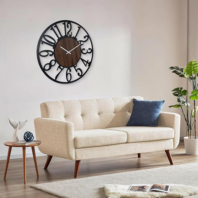 LEIKE Large Wall Clock 32'' Lighted Rustic Wood Clock - Image 7
