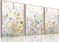 Bwodke Wildflower Wall Art Watercolor Botanical Floral Colorful Canvas Prints by Bwodke