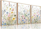 Bwodke Wildflower Wall Art Watercolor Botanical Floral Colorful Canvas Prints by Bwodke
