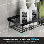 Moforoco Shower Caddy Shelf Organizer Rack, Self Adhesive Black Bathroom - Image 3