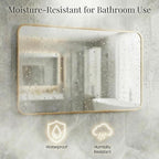 30x48 Inch Oversized Matte Gold Bathroom Vanity Mirrors | Flush Mount Deep Set - Image 5