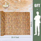 Barydat 3 Pcs 6 x 16.4 ft Reed Fence Roll, 85% Shade Bamboo Privacy Screen - Image 2