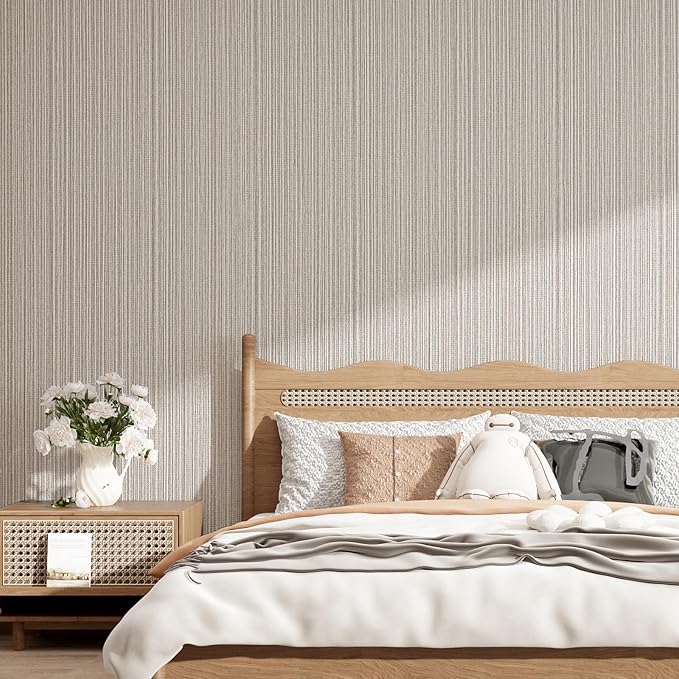 Mocha Brown Faux Grasscloth Wallpaper Peel and Stick Linen Textured 24"x394" - Image 4