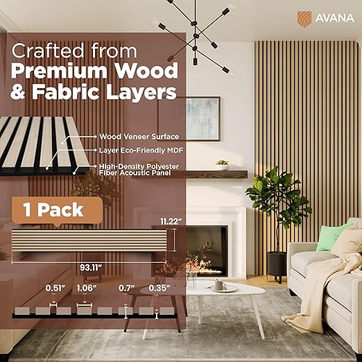 Avana Modern Acoustic Wood Wall Panel –93.2x11.25 Inch Panels – Fits 94x12 - Image 4