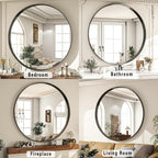 24 inch Round Bathroom Mirror, Wall Mounted Circle Mirror - Image 5