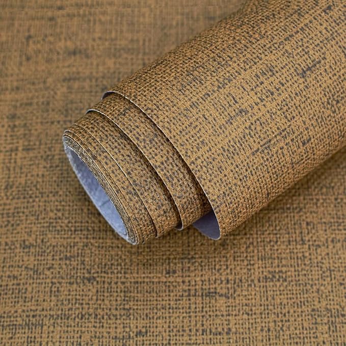 15.75"x787.4" Brown Grasscloth Wallpaper Peel and Stick Removable Textured Wall by MANONIRIA