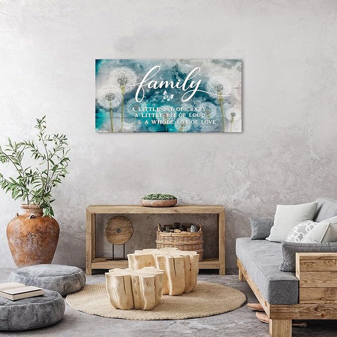 Family Wall Decor Teal Kitchen Wall Art Farmhouse Inspirational Quotes Canvas - Image 5
