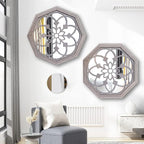 ZOLAPI 2 PCS 20 inch Octagon Wall-Mounted Mirrors, Vintage Farmhouse Mirror - Image 3