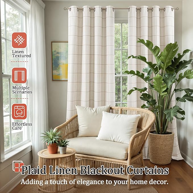 Lajode Plaid Patterned Curtains Thermal Insulated - Image 2