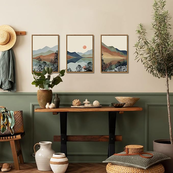 AKWISH Mountain Canvas Wall Art Set of 3, Boho Watercolor Poster Prints - Image 4