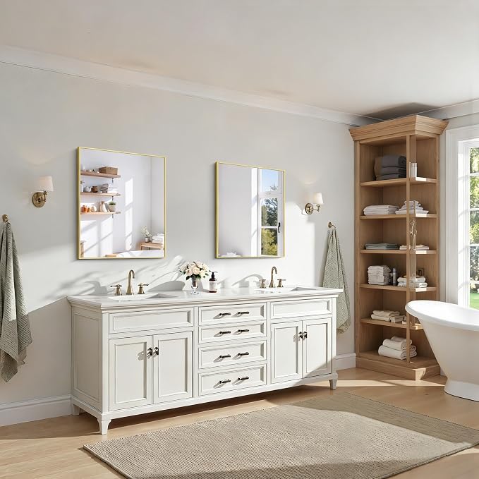 KOCUUY Gold Bathroom Mirror, HD Tempered Glass, Anti-Rust Frame, Modern Design - Image 2