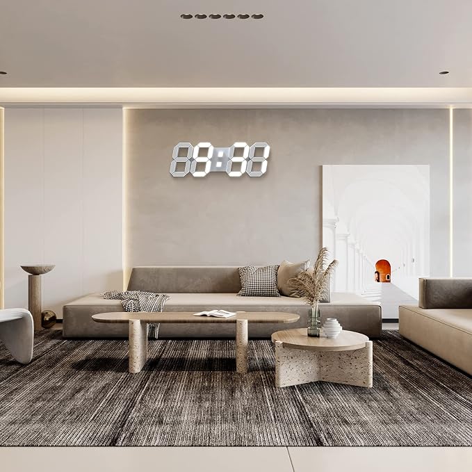 15" 3D LED Digital Wall Clock, Large Decor Wall Clock, Time/Date/Temperature - Image 9