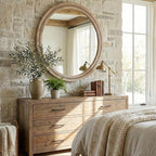36" Large Round Wood Mirror for Living Room Fireplace, Big Solid Wood Wall - Image 6