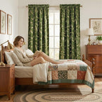 NICETOWN Leaf Patterned Green Velvet Curtains 96 inches Long 2 Panels Gold Foil - Image 2