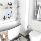 Moforoco Shower Caddy Shelf Organizer Rack, Self Adhesive Black Bathroom - Image 5