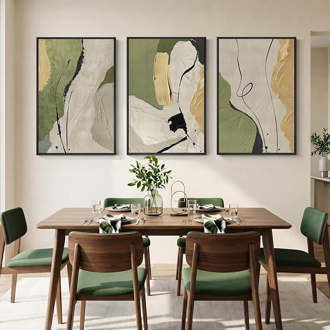 Large Framed Abstract Wall Art for Living Room, 3 Piece Modern Canvas Prints - Image 4