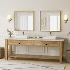 Gold Bathroom Mirror 36x36 Inch Square Beveled Bathroom Vanity Mirror Brushed - Image 7
