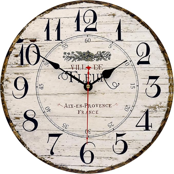 8 Inch Wall Clock Easy to Read Arabic Numerals Wooden Round Wall Clock Silent by Toudorp