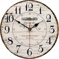 14 Inch Retro Vintage French Country Style Round Wooden Wall Clock Silent by Toudorp
