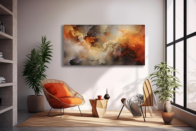 VHMING Abstract Wall Art Home Decor Orange Artwork Wall Art Prints Canvas - Image 5