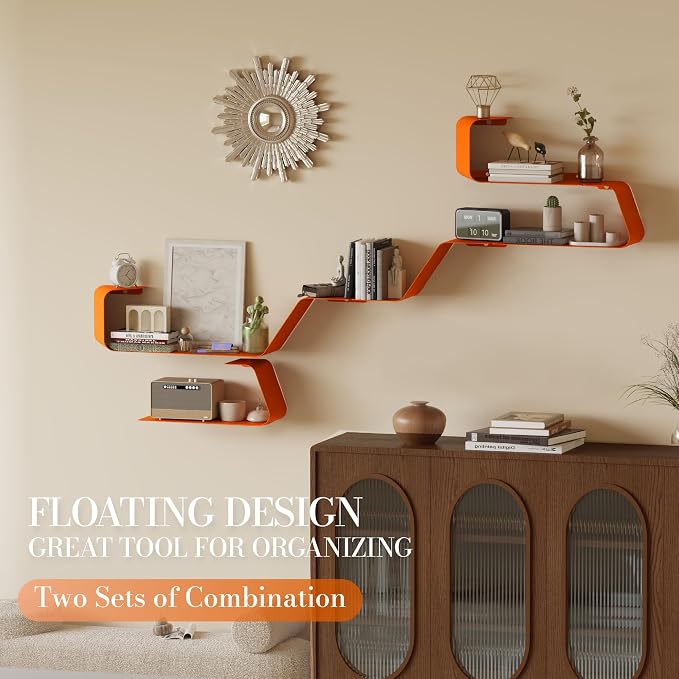 Sttoraboks Floating Wall Shelves Set of 3, Metal Mounted Shelf - Image 6