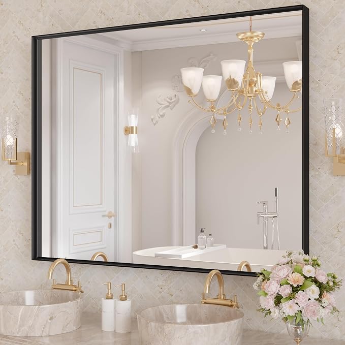 LOAAO Black Bathroom Mirror 40"X30" by LOAAO