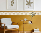 FLFK Wallpaper Border Gold and White Patterns Peel and Stick Wall Border Self - Image 3