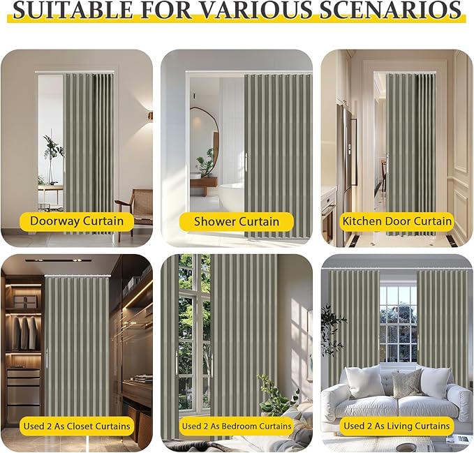 AJAZZ 100% Blackout Magnetic Door Curtain Accordion Doors Interior Closet Door - Image 5
