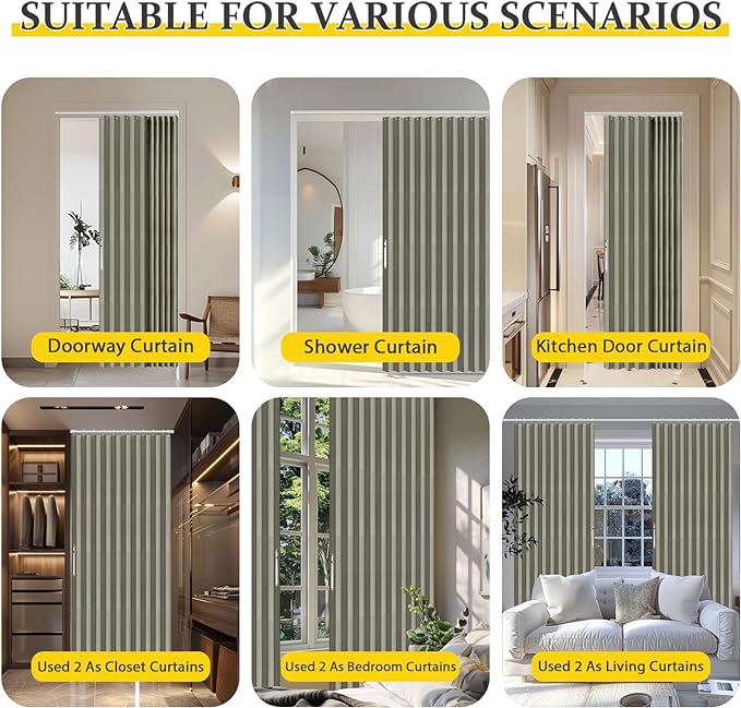 AJAZZ 100% Blackout Accordion Door Magnetic Door Curtain Folding Closet Doors - Image 5