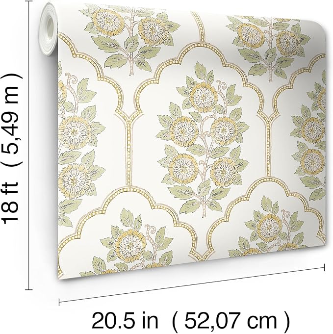 NuWallpaper x Society Social Floral Bazaar Ochre Peel and Stick Wallpaper - Image 9