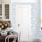 Ismoon Vintage Floral Peel and Stick Wallpaper White and Blue Wallpapaer - Image 7