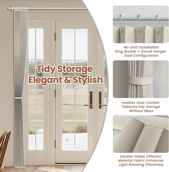AJAZZ Blackout Accordion Door Curtain 98"x78" Cream White - Image 5