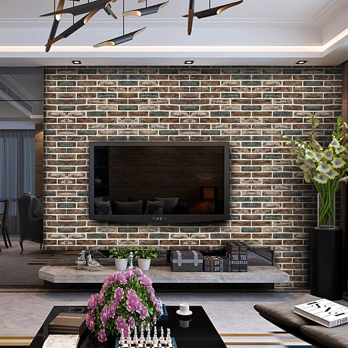 10-Pack 52 Sq.Ft 3D Wall Panels Peel and Stick 3D Faux Brick Wallpaper Peel and - Image 2