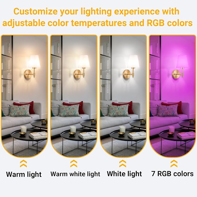 Vimhou Peel and Stick Wall Sconces, Stick On Wall Sconce Set of 2, Battery - Image 4